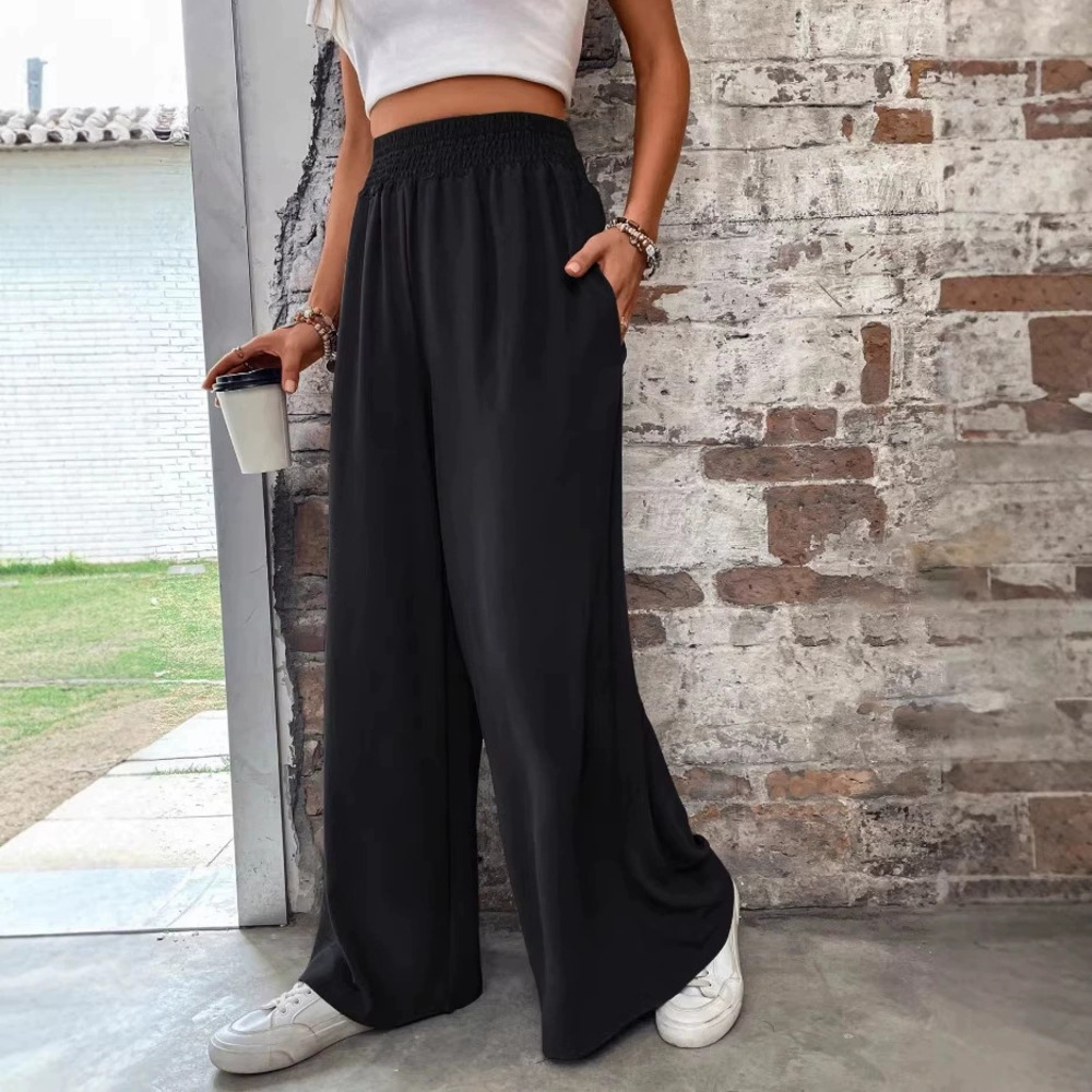 Forever 21 Loose Casual Wide-Leg Pants with Pockets High-Waist Spring Summer